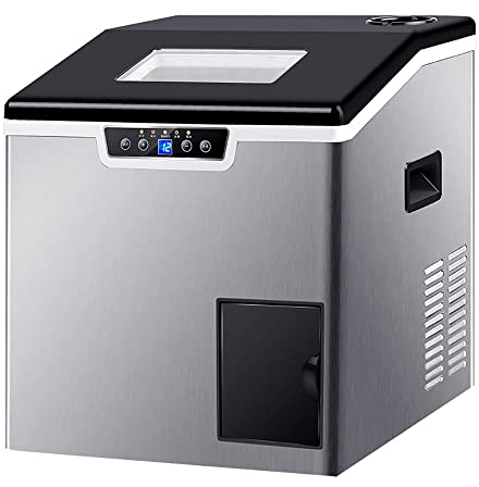 CNBYDK Máquina para Hacer Hielo y trituradora de Hielo 2 en 1, Encimera para máquina de Hielo en Cubos compacta de 88 Libras/24 Horas con trituradora de Hielo de Acero In