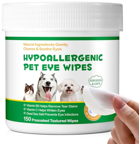 150 Pièces Compresses de Soin pour Région des Yeux,Lingettes pour Les Yeux à l'aloe Vera pour Nettoyer Les Chiens et Les Chats- Nettoyage des Yeux des Chiens et des Chats