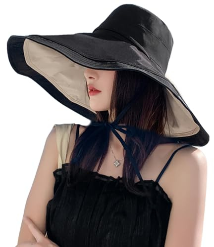 Women Wide Brim Sun Hat Floppy Sun Visor UV Protection Beach Hat Breathable Summer Bucket Hat Fishing Hats Visors Foldable Hats UPF 50+