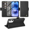 Giyer Handyhülle für iPhone 16 Hülle mit Schutzfolie, Kartenfach Wallet Klapphülle Premium Leder Standfunktion Schutzhülle für iPhone 16 4G/5G Flip Case Cover Tasche (Schwarz)