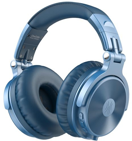 OneOdio Bluetooth Headphones Over Ear, Studio Level Sound Quality, 110 Hrs Playtime Bass Boosted Soft Memory Protein Earmuffs Foldable wireless Headphone with Mic for Cell Phone PC Music (Blue)