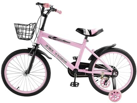 14 Zoll Kinderfahrrad, Verstellbarer Sitz & Lenker, Stabiler Kohlenstoffstahlrahmen, Doppelbremsen, Dicke Speichenräder, Abnehmbare Stützräder, Magnetisches Blitzrad, Jungen/Mädchen Fahrrad