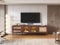 Jaxenor TV Stand Cabinet, 180cm Long TV Unit for Living Room, TV Media Units with Storage 2 Rattan Drawers 2 Curved Glass Doors, Modern Large Entertainment Unit TV Table (Brown)