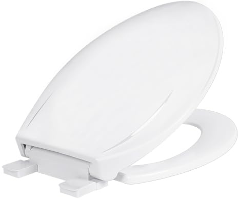 Elongated Comfort Fit Toilet Seat with Slow Close, Quick Release Hinges, and Non-Slip Bumpers,White