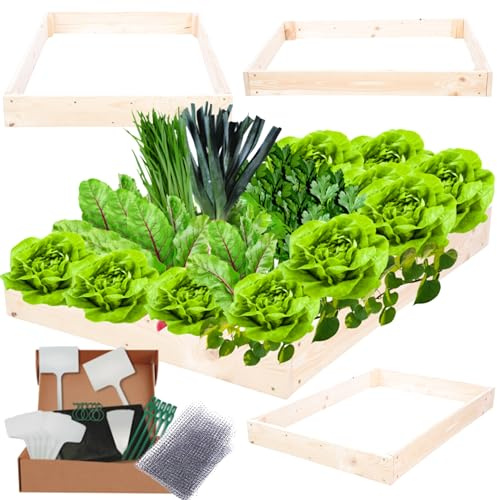 MODO24 Hochbeet Holz, Kräuterbeet, Gartenbeet, Pflanzbeet, Blumenbeet, Stufenbeet, für Garten und Terrasse, Kiefernholz, Massivholz, höhenverstellbar, Abmessungen 9x90x100 cm, Farbe: Natur