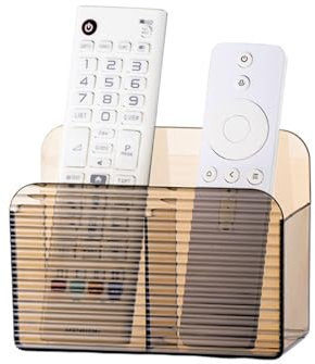LINFIDITE Support mural adhésif pour télécommande TV - Pour table de chevet - Boîte de rangement (pour 2 ou 4 télécommandes - Marron clair - Quantité 1)