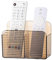 LINFIDITE Support mural adhésif pour télécommande TV, côté lit, panier de rangement (pour 2 ou 4 télécommandes, marron clair, quantité 1)
