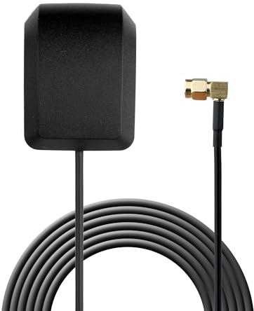 Euroharry GPS Antenne für Auto Navigation, SMA Stecker, Wasserdicht, | Aktiv, Kompatibel mit Stereo Radio Head Unit und Echtzeit Monitor (SMA 90°)