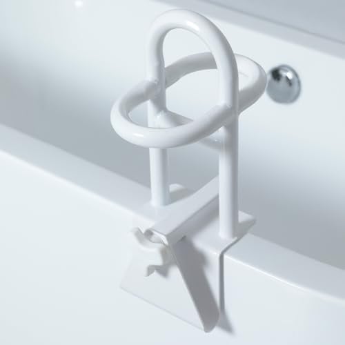 Anccomp Carril de seguridad con mango triple ajustable, ayuda para entrar en la bañera, ajustable de 7,5 a 17 cm, mango de bañera para personas mayores, mango de bañera sin taladrar, grosor de pared ≥