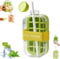 Ice Cube Bottle Tray with Lid, 2 in 1 Water Bottle Ice Cube with Straw, 2025 New One-Touch Ice Release & No Touching,Ice Cube Making Bottle for Freezer,Coffee, Juice,and Beverages (Green, 800ml)