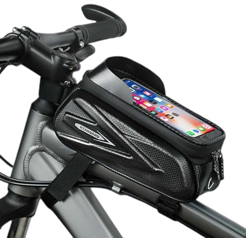 Zimoer Sacoche de Guidon de Velo Étanche, Sacoche Cadre Velo avec Écran Tactile en TPU, pour Smartphone sous 6,5''