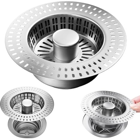1 pièces Bouchon de Filtre d'évier, Filtre evier Acier Inoxydable, Filtre Evier Universel, pour Les déchets Alimentaires et Les pièges à Cheveux, idéal pour Les éviers de Cuisine et de Salle de Bains