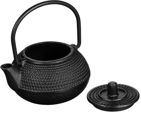 WEKADRIN Mini Cast Iron Tea Kettle Small Stovetop Teapot Black Vintage Iron Tea Pot for Home Office and Decorative Display