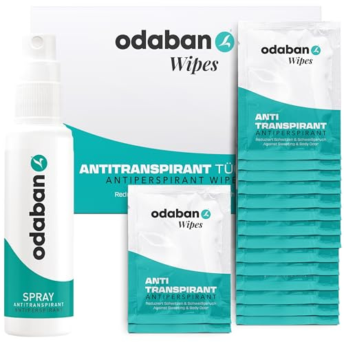odaban® Set – Antitranspirant Spray & Wipes – effektiver Schweißschutz zuhause & unterwegs – für Achseln, Hände, Füße & Gesicht – langanhaltend & hautfreundlich