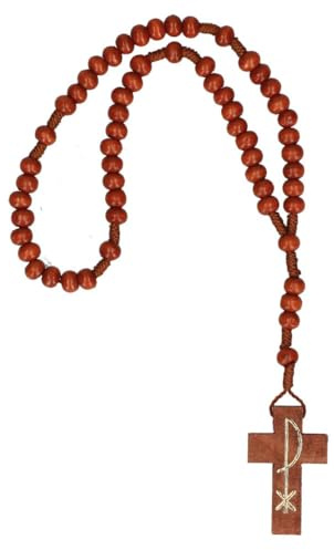 Butzon & Bercker Rosenkranz 45 cm – gekettelt mit braunen Holzperlen & Holzkreuz, klassisches Andachtszubehör, Geschenkidee für Gebet, Kommunion, Firmung oder religiöse Anlässe