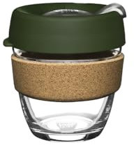 KeepCup Brew Cork - Reusable Coffee Cup Tempered Glass and Natural Cork, S 8oz/227ml - Pine