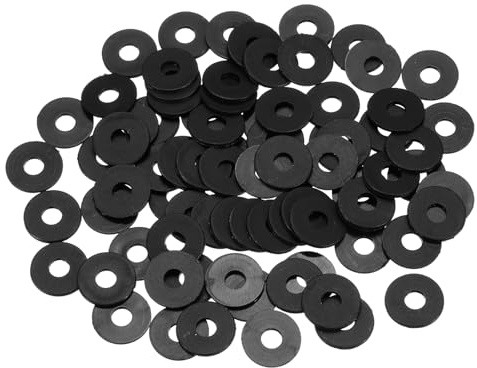 QUARKZMAN 85Pcs Rondelles Nylon M5 Rondelle Plate 5mm ID 12mm OD 1mm Épais Entretoises en Plastique pour Vis et Boulons, Réparation de Plomberie de Robinet de Jardin, Noir