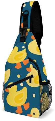 KWQDOZF Modischer Sling-Rucksack, Tagesrucksack, gelbes Gummienten-Motiv, Crossbody-Brustrucksack, Tragetaschen, Turnbeutel, Sack, Tagesrucksack, Outdoor-Rucksack für Männer, Frauen und Damen