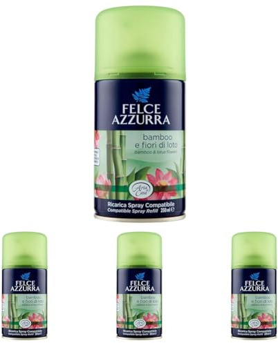 Felce Azzurra- Ricarica Profumatore Ambiente Spray Bamboo e Fiori di Loto per Profumatore per Ambienti Diffusore Automatico, Deodorante Ambiente Profumo Istantaneo a Lungo, Profumatori Diffusori 250ml