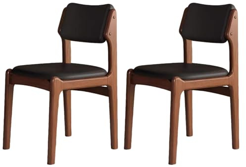 XINMAIZI Gepolsterte Esszimmerstühle aus Holz,2/4/6er-Set,Leder mit Massivholzbeinen,Mitte des Jahrhunderts,Gebogene Rückenlehne, Esszimmerstühle für den Bauernhof,für Wohnzimmer (Set of 2,Black)