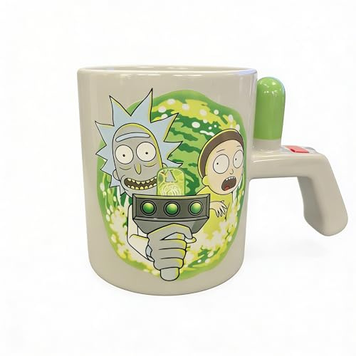 Rick and Morty Official 3D Portal Gun Mug 350ml Ceramic Coffee Cup – Rick Sanchez & Morty Smith Green Portal Design – Adult Swim Novelty Collectible Gift
