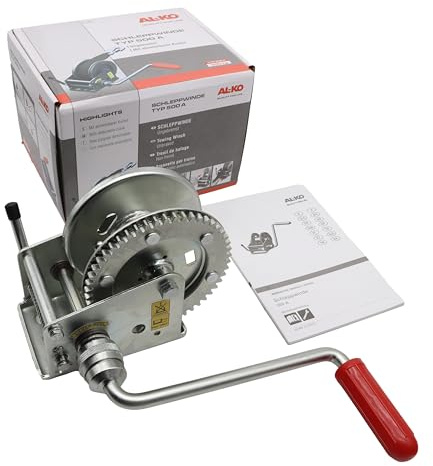 Alko Compact - Verricello da traino, tipo 500-A, 500 kg, senza corda/cinghia, verricello a mano, per quad, ATV, rimorchio Forst Trailer