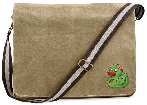 Huuraa Umhängetasche Quietscheente Zombie Gummiente Halloween 14 Liter Sahara Canvas Laptoptasche Geschenkidee