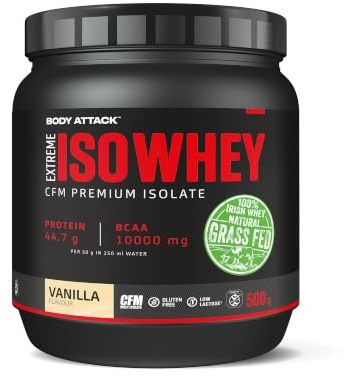 Body Attack Extreme ISO Whey, Vanille, 1er Pack (1x 500 g)