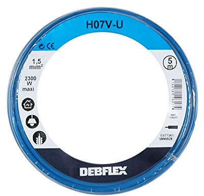 Bobinot de Câbles électriques de de câble - Bobine de fils électrique - Câble électrique - Couronne de câble - Bobinot de Câbles électriques de 5 mètres HO7V-U 1.5 | Bleu - 110317 Debflex