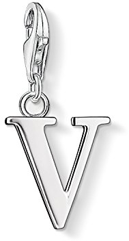 Thomas Sabo Women Charm Pendant Letter V Charm Club 925 Sterling Silver 0196-001-12