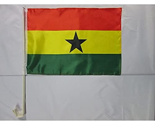 AZ FLAG - Autofahne Ghana - 45x30 cm - Republik Ghana Autoflagge 30 x 45 Cm - Auto Flaggen