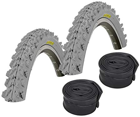 KENDA Set: 2 x Psycho GRAU Fahrrad MTB Reifen 26x1.95 + SCHLÄUCHE m. Autoventil