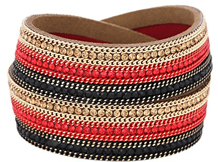 Morella Damen Armband Deutschland Fan EM WM Glitzerarmband Wickelarmband schwarz rot Gold 38 cm