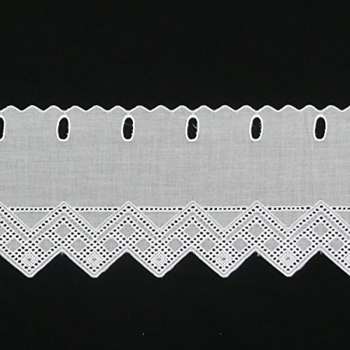 SCHÖNER LEBEN. Scheibengardine Meterware Batist weiß mit Stickerei 15cm Breite
