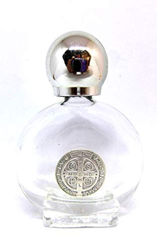 GTBITALY 90.294.90 Ben Croce di San Benedetto Bottiglia bottiglietta in Vetro con Tappo Argento per Acqua Santa