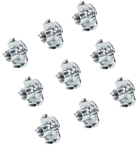 Gedotec - Filettatura a vite per mobili, in metallo, con 4 punte, filettatura interna M10 x 11 mm, in acciaio zincato, 25 pezzi