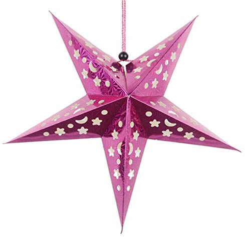Amosfun Papierstern Laternen Lampenschirm Papierstern Lampenschirm Weihnachtsstern hängende Dekorationen für Zuhause Hochzeit Weihnachten Urlaub Party Dekoration 30 cm (rosa)
