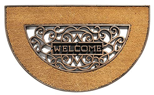 Gummi Kokos Fußmatte Mathara Welcome Natural Halb Rund 45 x 75 cm Schmutzfangmatte Fußabtreter