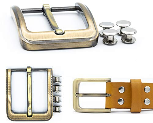 My Belt - Gürtelschnalle 40mm mit Edelstahl Gürtelschrauben 5mm, Schnalle für Gürtel mit Schraubnieten Set, Gürtelnieten, Dornschließe, Nieten für Leder