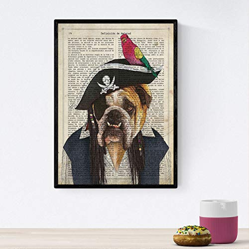 Nacnic Plakat Hund Jack Sparrow. Sheets Tiere Definitionen. Tierillustrationen mit Text. A4-Format
