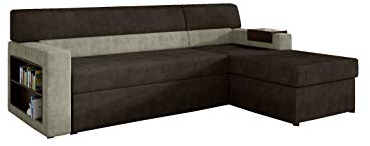 MOEBLO Ecksofa mit Schlaffunktion mit Bettkasten Couch L-Form Polstergarnitur Wohnlandschaft Polstersofa mit Ottomane Couchgranitur - FOGO (Dunkelbraun +Hellbraun (Dora 28+Dora 22), Ecksofa Rechts)