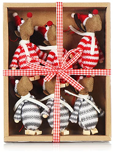 COM-FOUR® 6X Premium Weihnachtselch-Anhänger für den Weihnachtsbaum, schwedisch-skandinavische Deko-Trolle, Engel, Feen, Weihnachtsmänner als Christbaumschmuck oder Geschenk-Anhänger