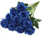 Nubry Artificiel Soie Rose Fleurs Tige Unique Une Fausse Rose Réaliste pour Le Bouquet de Mariage Arrangements Floraux Décoration, 10pcs (Bleu)