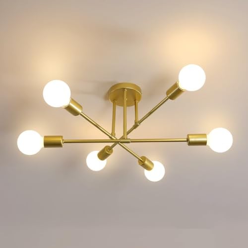 Comely Deckenleuchte Vintage, 6-flammig Retro Deckenlampe E27 Fassung, Modern Kronleuchter aus Metall Industrie Hängelampe für Wohnzimmer Schlafzimmer Esszimmer Restaurant