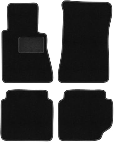 Velours-Fußmatten passend für Mercedes W123 1975-1986, Schwarz, LUX | passend für Limousine/Kombi; Velours-Teppich (Polypropylen), ca. 6,5 mm; rutschfest, Universal-Befestigungen
