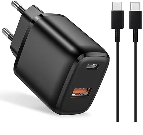 USB C Dual Power Adapter Netzteil mit USB C Ladekabel Ladegerät USB A USB C Adapter für iPhone 15 15 Plus 15 Pro Max, für iPad, iPad Pro Samsung Galaxy A13 A33 A53 5g A52s 5G, S23 S22 S21