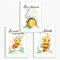 Sunnywall® 3er Set Poster Kinderzimmer - A4 Bilder Babyzimmer Kinderposter | OHNE Bilderrahmen | - Deko Mädchen Junge | (Bienen Bee, A4 (21 cm x 29,7 cm))
