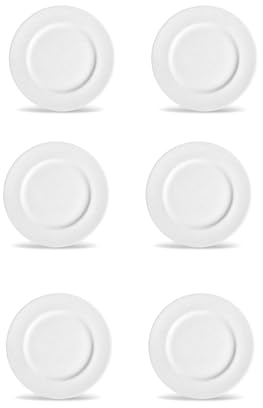 summa - Plato llano Valet de 28cm. Set de 6 unidades. Vajilla de porcelana blanca/marfil, alta resistencia, acabado esmaltado. Uso en casa, restaurantes y fiestas.