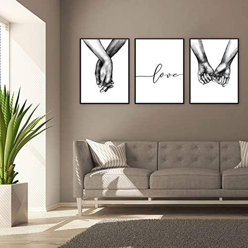3-teiliges Premium Poster-Set, Hand in Hand,Wandposter Posterset,Ohne Rahmen,Wand Deko Bild,Wohnzimmer Schlafzimmer Modern Fine Art