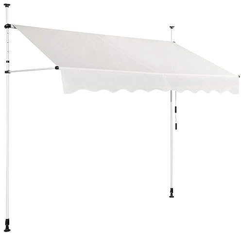DREAMADE 2,5 x 1,2m Klemmmarkise mit Handkurbel, Balkonmarkise, Sonnenschutz Markise, Gelenkarmmarkise, höhenverstellbar, für Terrasse Balkon Garten (Beige